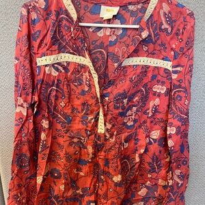 Maeve Anthropologie bohemian style blouse euc size 10